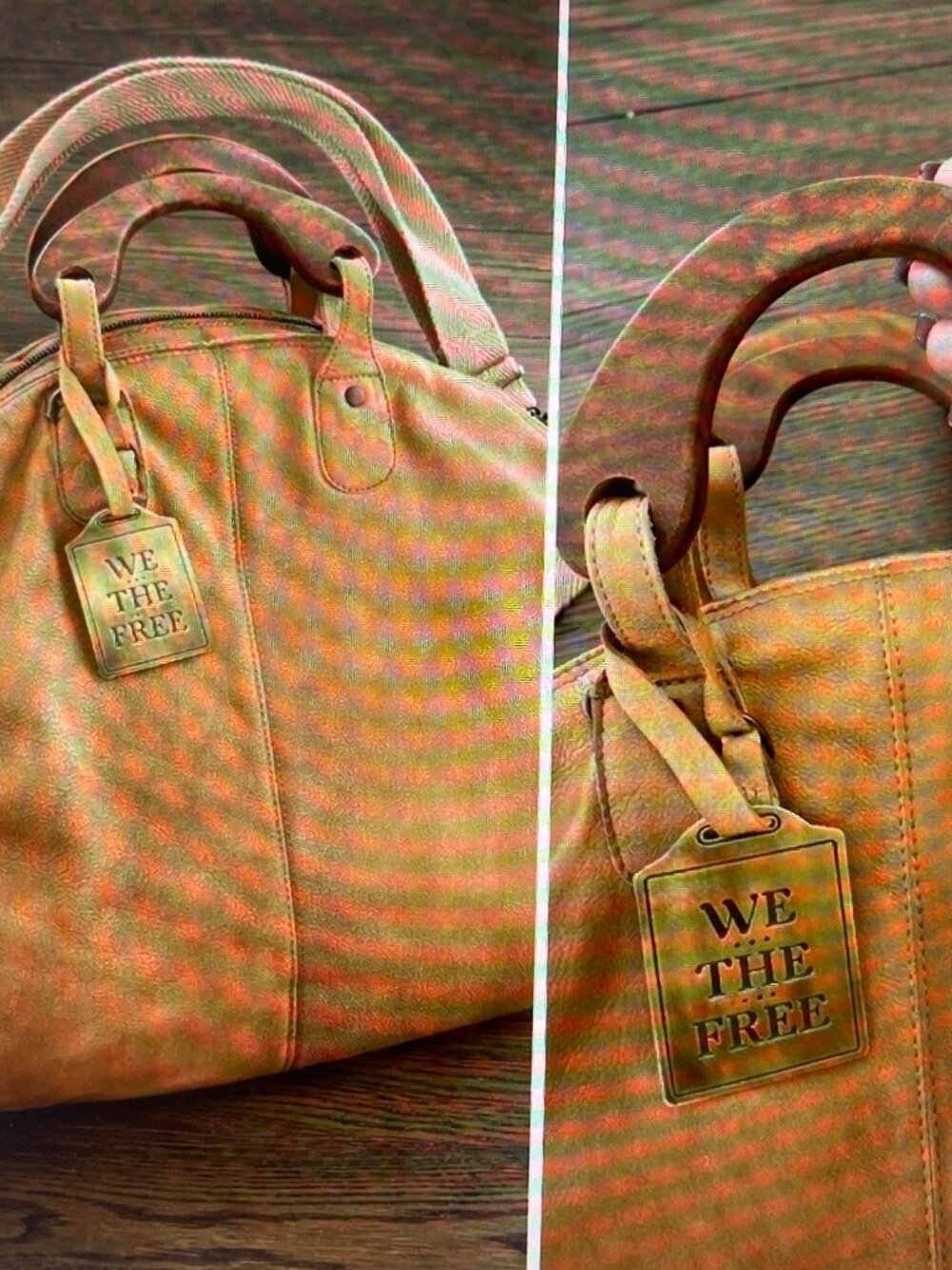 FREE PEOPLE We the Free Caramel Leather Satchel: Wood Handles & Removable Strap - Picture 4 of 11